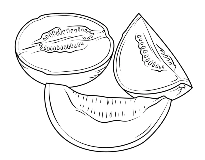 Desenhos de Melões Melao pela metade para imprimir e colorir