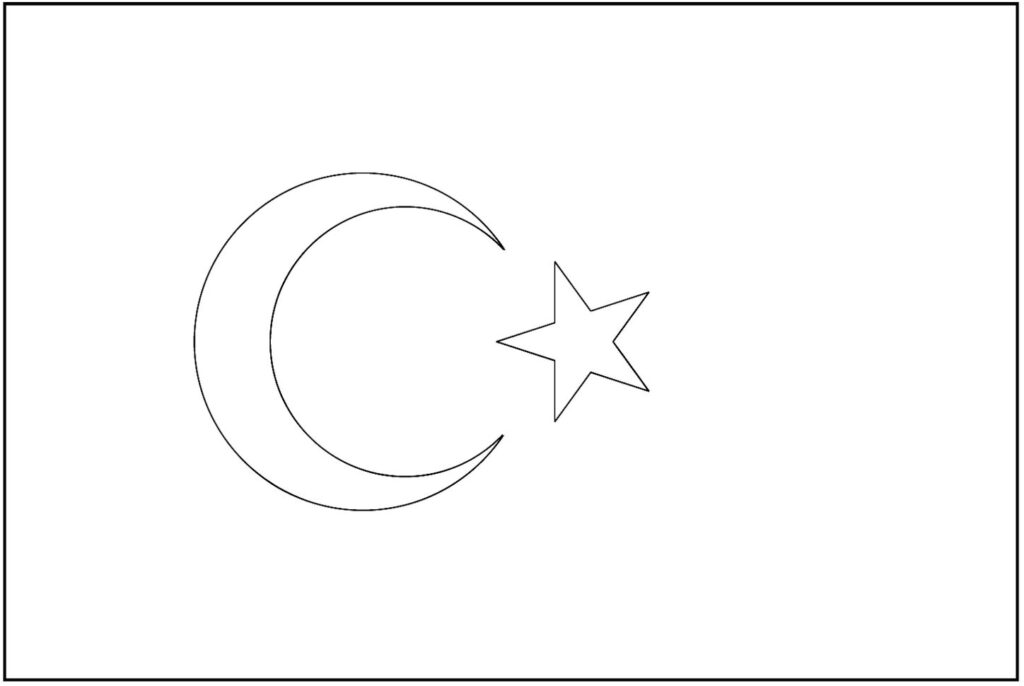 Desenhos das Bandeiras dos Países na letra T. Bandeira da Turquia em PDF