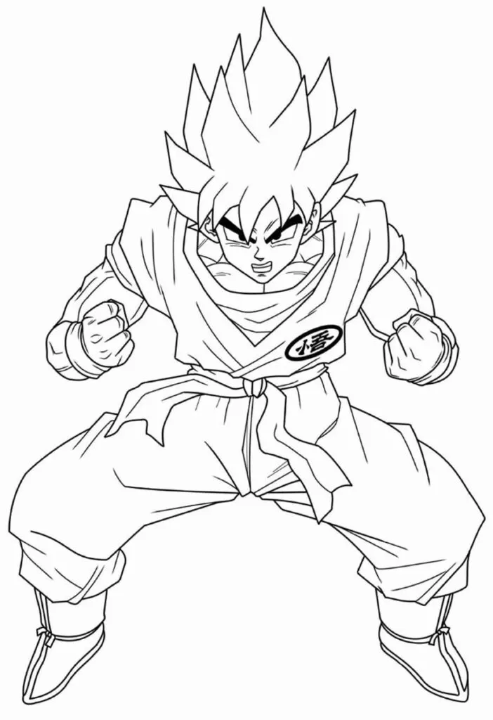 Goku para colorir levantando - Imprimir Desenhos