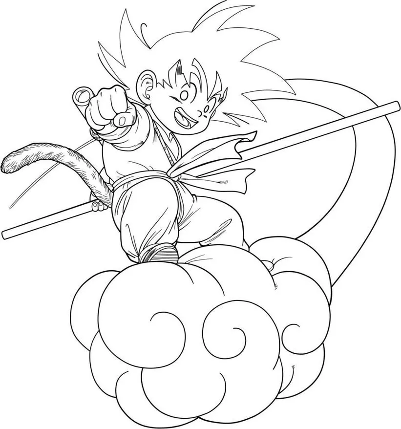 Goku para desenhar com gohan - Imprimir Desenhos