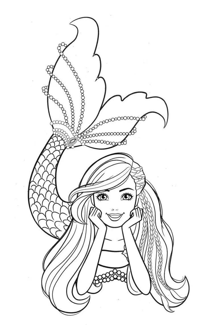 Desenho e Imagem Cabeça de Sereia Sorriso para Colorir e Imprimir Grátis  para Adultos e Crianças 