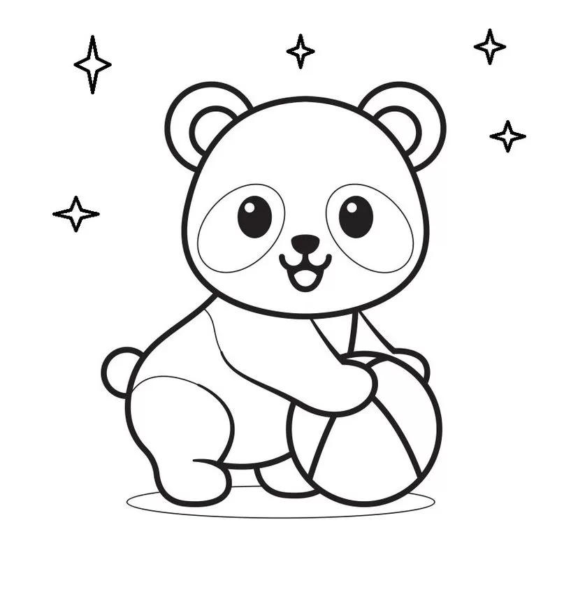Desenhos de Adesivos de Panda Fofo para Colorir e Imprimir 