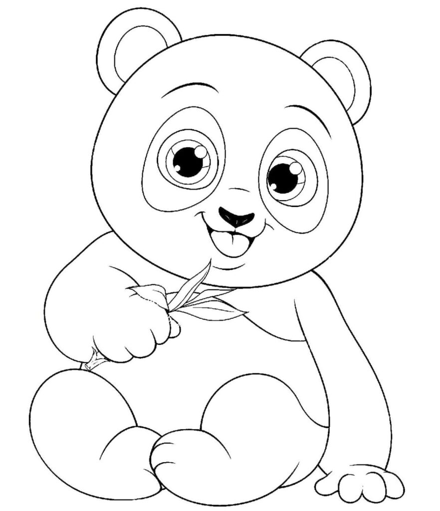 Desenhos de Pandas para colorir em PDF. Feliz