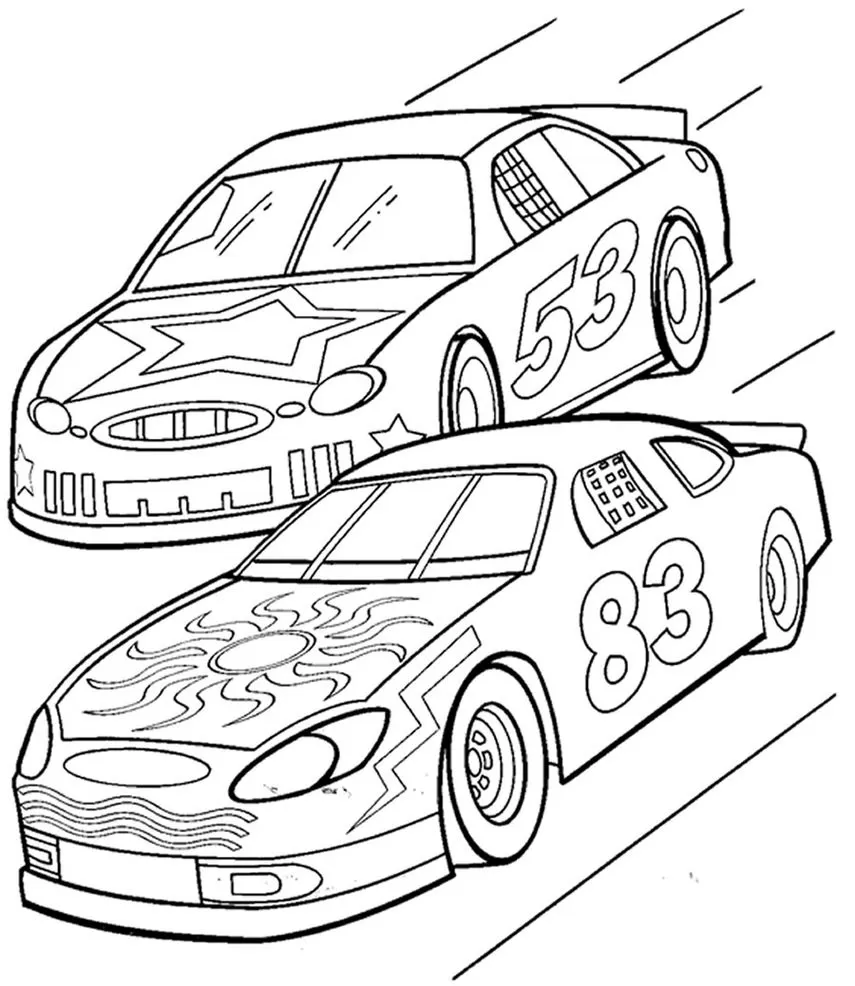 Carro de corrida com ilustração para colorir de veículo de rosto