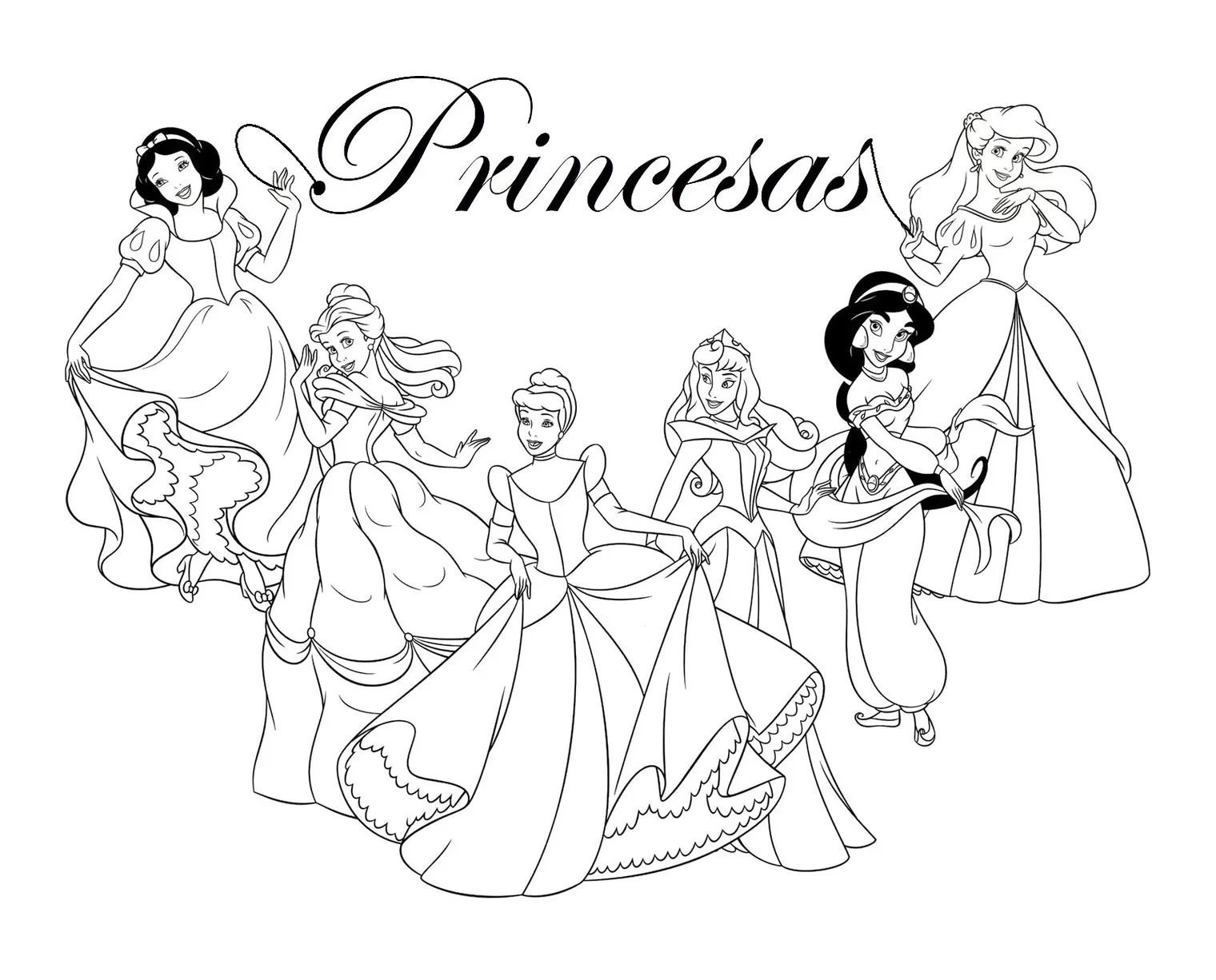 Desenhos de princesas para colorir - folhas para colorir de