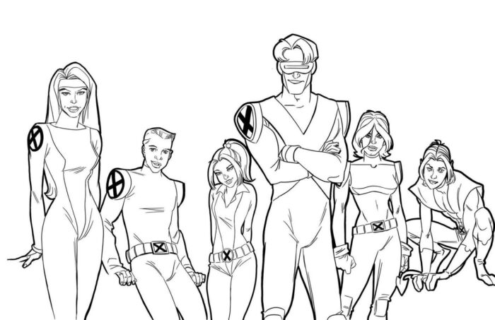 Desenhos dos X-Mens Equipe em PDF para colorir