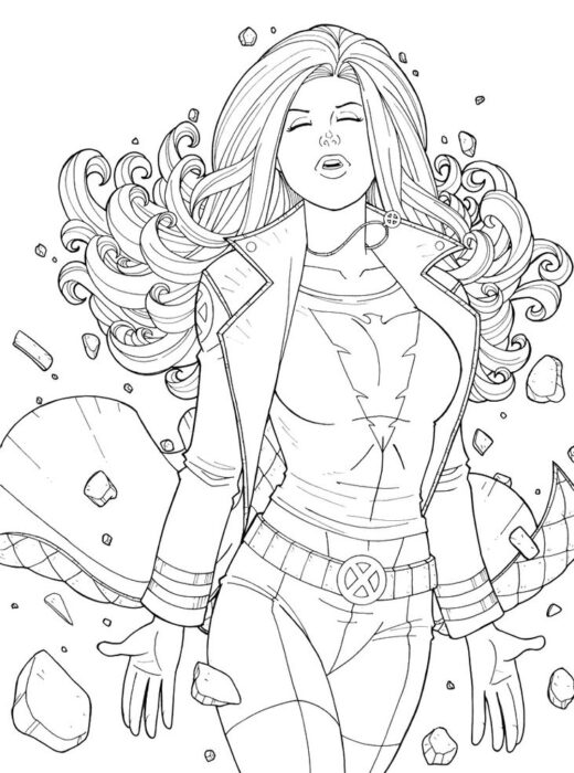 Desenhos dos X-Mens Jean Grey em PDF para colorir