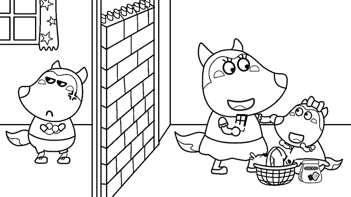 Wolfoo e Lucy jogam páginas para colorir de guarda-costas