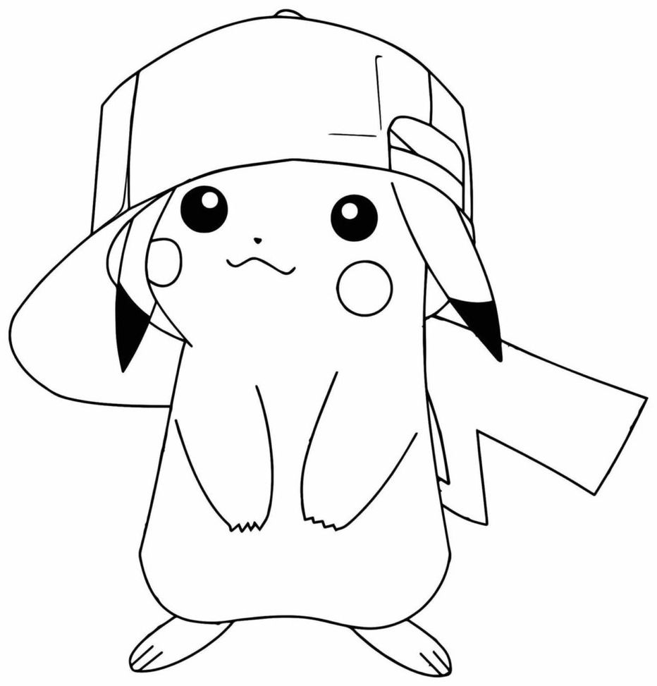 Resultado de imagem para pikachu com bone para colorir