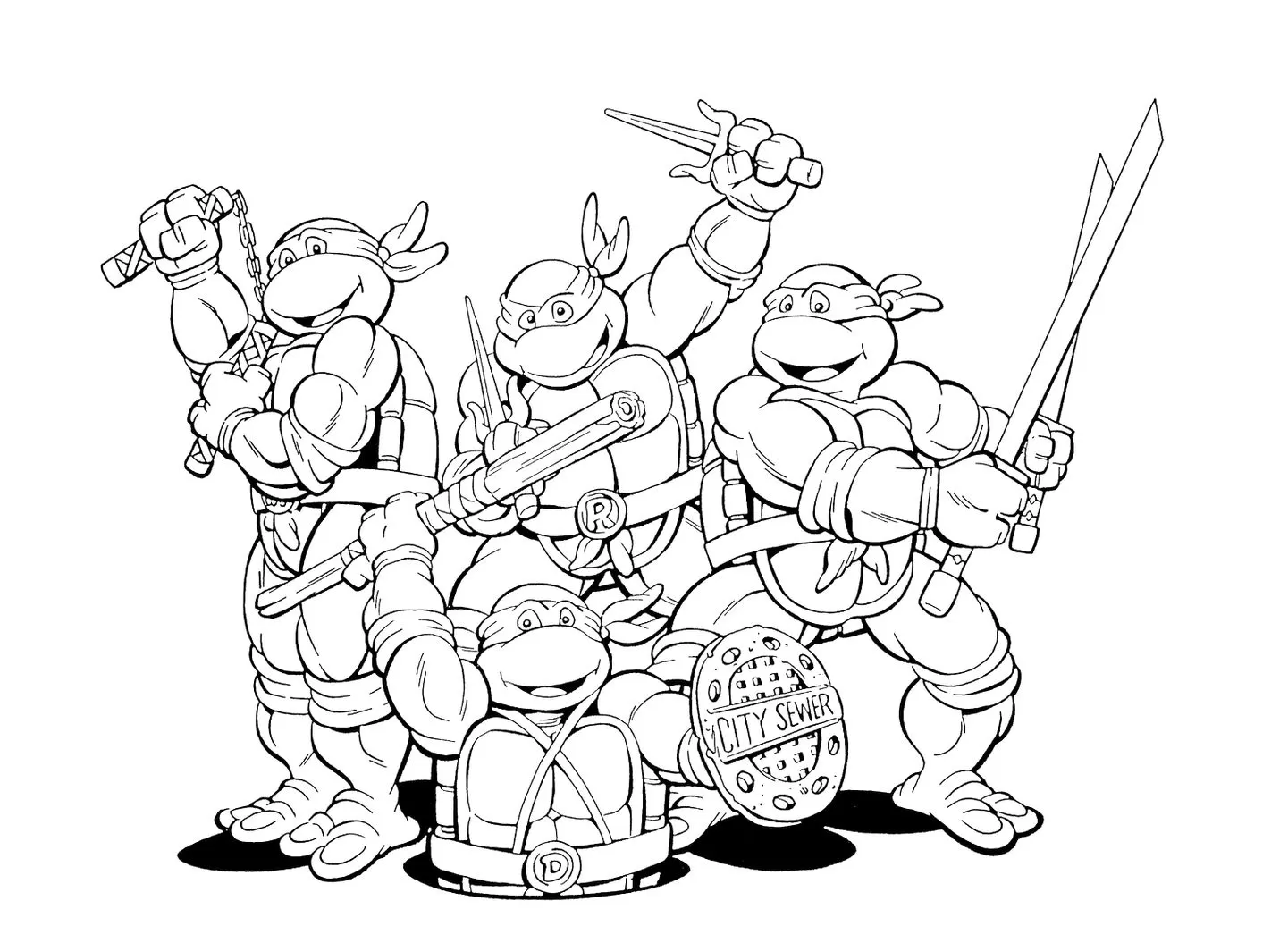 Tartarugas Ninjas para colorir - Desenhos Imprimir
