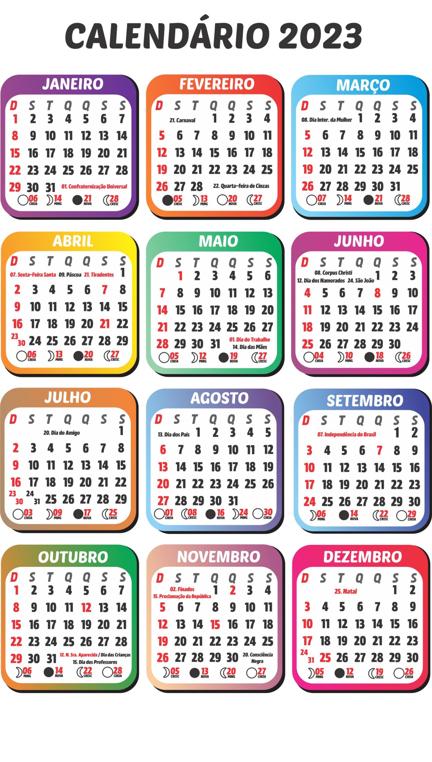 Calendário 2023 Para Imprimir - Desenhos Imprimir