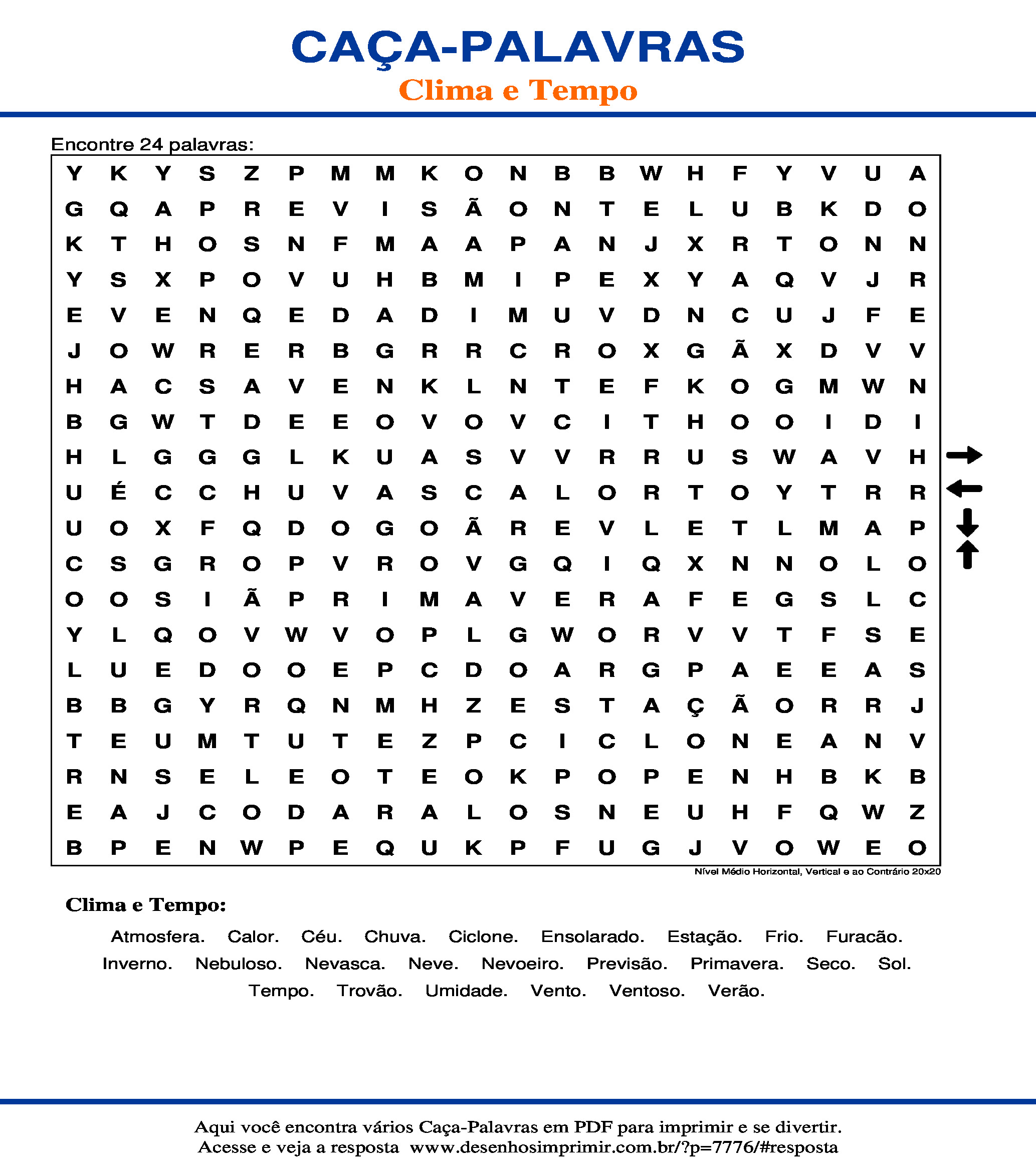 Caça Palavras Do Clima E Tempo Para Imprimir Desenhos Imprimir 0165