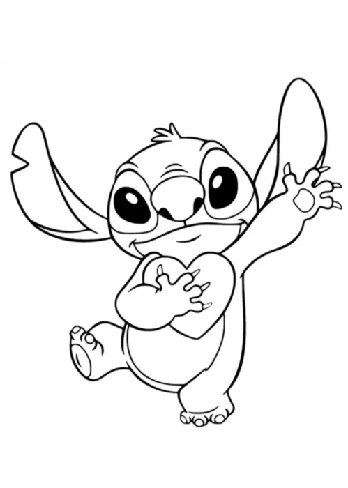 Desenhos para colorir Lilo e Stitch Coração