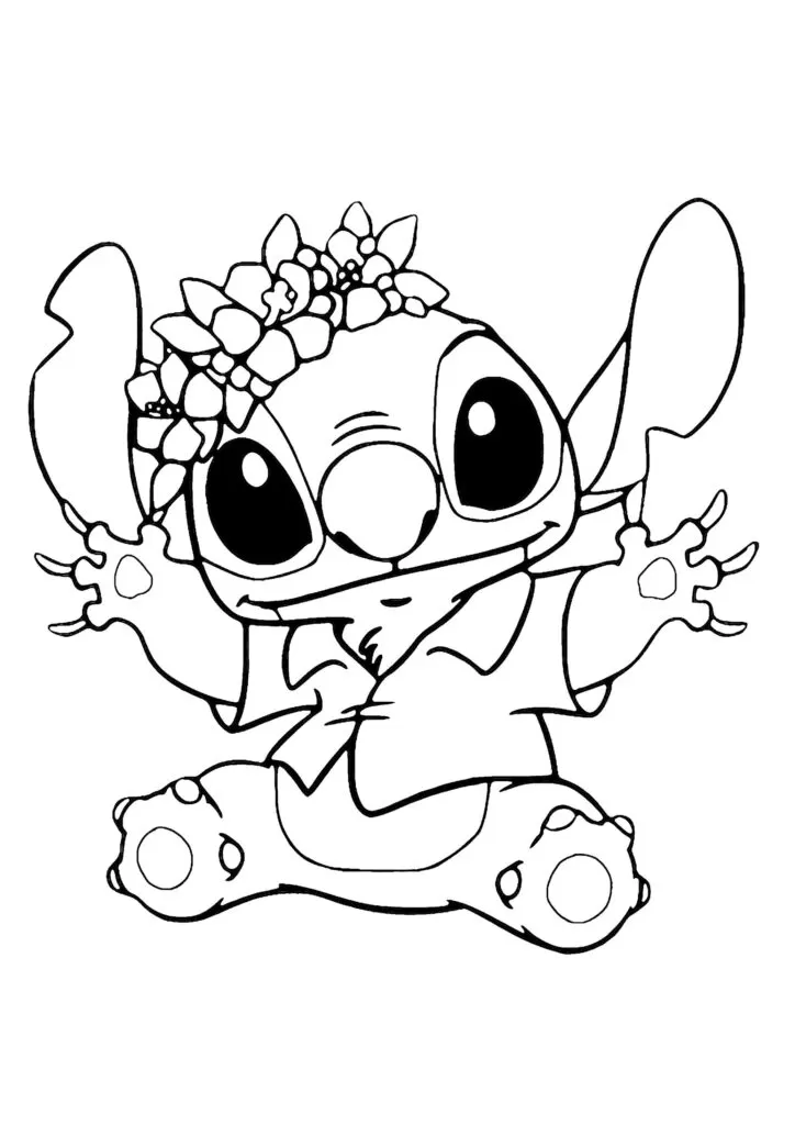 Desenhos para colorir Lilo e Stitch. Coroa de Flores