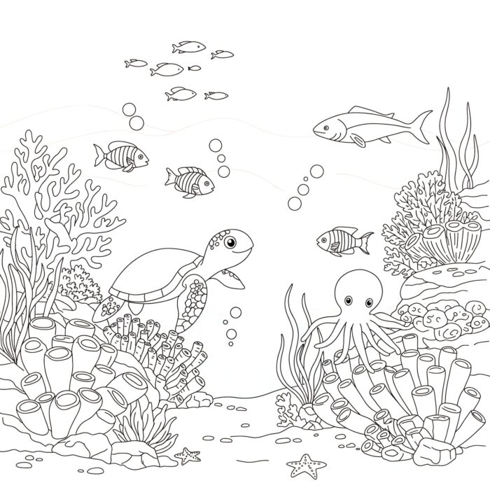 Desenhos da Natureza Fundo do Mar para colorir