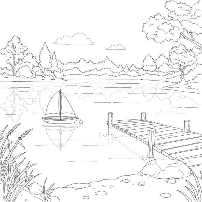 Desenhos da Natureza Lago para colorir