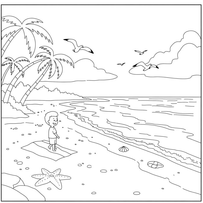 Desenhos da Natureza Praia para colorir