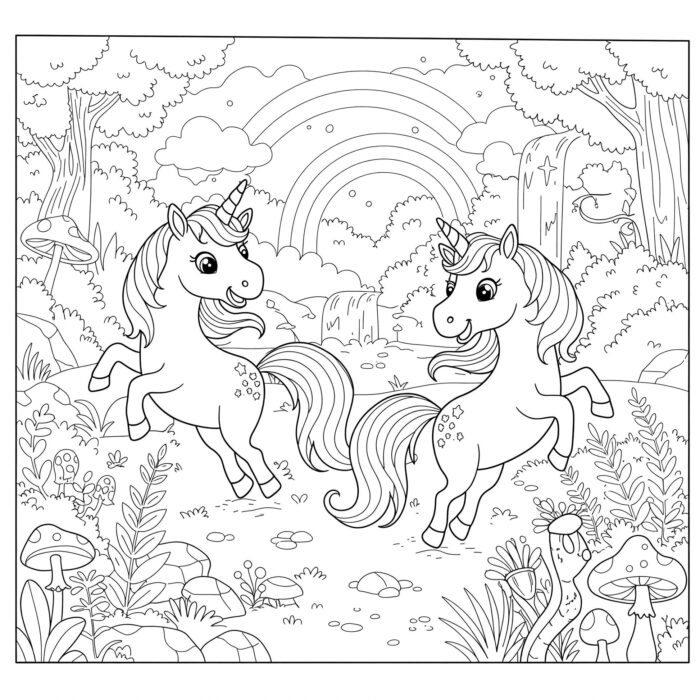 Desenhos de Unicórnio Fofinho Mundo Encantado para colorir