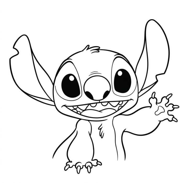 Desenhos do Stitch Acenando para colorir