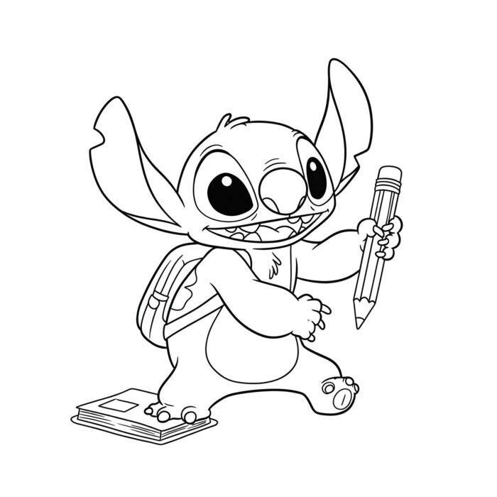 Desenhos do Stitch Estudando para colorir